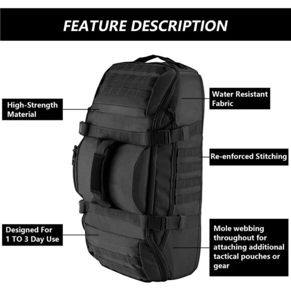 55L Tactical Duffle Bag 3 in 1 MOLLE Backpack Gym Travel Outdoor Sports Bag - Picture 4 of 7